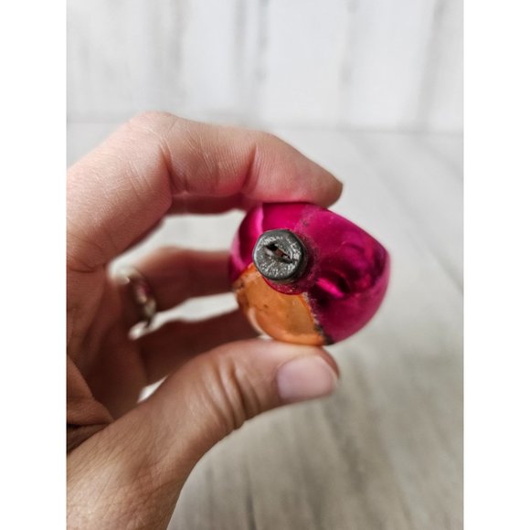 Vintage Poland indent reflector pink mini ornament glass Xmas glitter tree - Picture 7 of 9